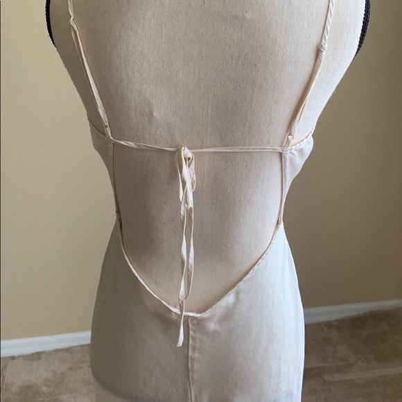 Vintage Y2K Backless 100% Silk Dress Mesh Bodice Beaded Silk Dress - Picture 13 of 16